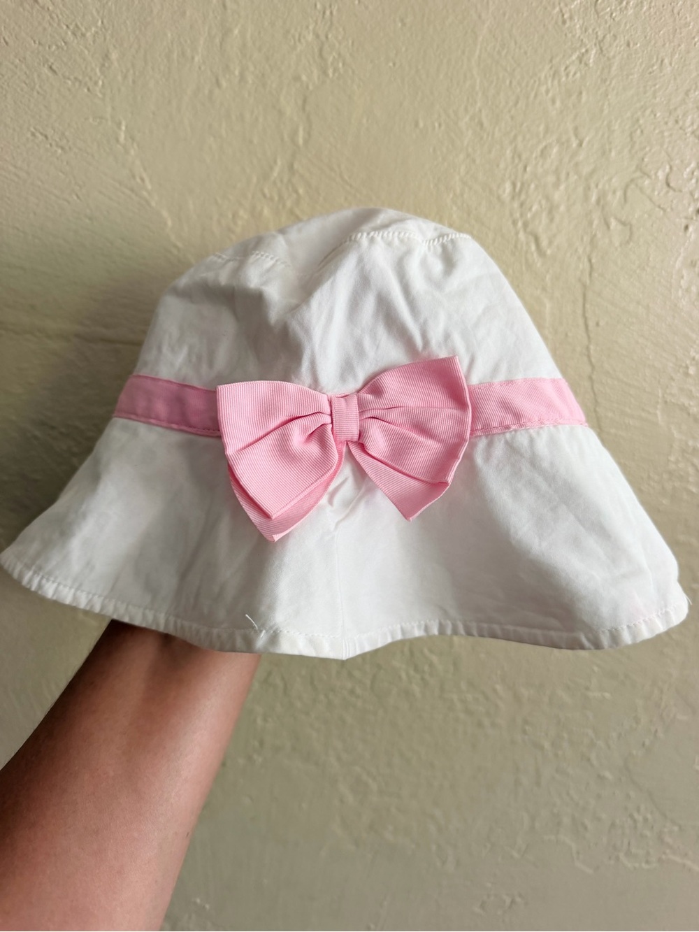 Janie and Jack White Sun Hat with Pink Bow